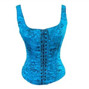 Gigi Clark Vintage Turquoise Dragon Lace Up Corset